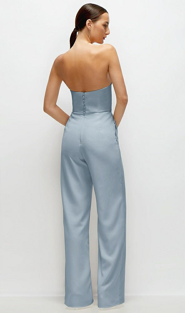 Back View - Mist Strapless Cat-Eye Corset Crepe Wedding Jumpsuit