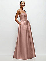 Side View Thumbnail - Neu Nude Scoop Neck Drop Basque Skirt Satin Maxi Dress with Pockets