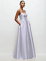 Side View Thumbnail - Silver Dove Scoop Neck Drop Basque Skirt Satin Maxi Dress with Pockets