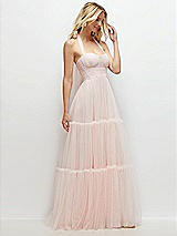 Side View Thumbnail - Ballet Pink Bustier-Style Neu Tulle Tiered Maxi Dress with Convertible Straps