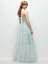 Rear View Thumbnail - Mist Strapless Cat-Eye Neu Tulle Tiered Maxi Dress with Convertible Sash