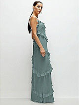 Side View Thumbnail - Icelandic Asymmertical Ruffle Chiffon Bias Slip Maxi Dress