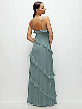 Rear View Thumbnail - Icelandic Asymmertical Ruffle Chiffon Bias Slip Maxi Dress