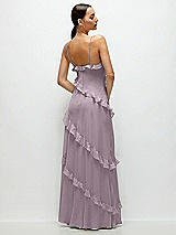 Rear View Thumbnail - Lilac Dusk Asymmertical Ruffle Chiffon Bias Slip Maxi Dress