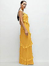 Side View Thumbnail - NYC Yellow Asymmertical Ruffle Chiffon Bias Slip Maxi Dress