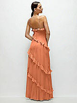 Rear View Thumbnail - Sweet Melon Asymmertical Ruffle Chiffon Bias Slip Maxi Dress