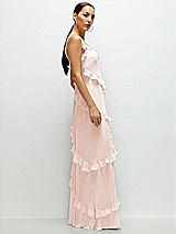 Side View Thumbnail - Blush Asymmertical Ruffle Chiffon Bias Slip Maxi Dress