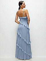 Rear View Thumbnail - Cloudy Asymmertical Ruffle Chiffon Bias Slip Maxi Dress