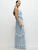 Side View Thumbnail - Mist Asymmertical Ruffle Chiffon Bias Slip Maxi Dress