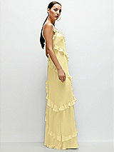 Side View Thumbnail - Pale Yellow Asymmertical Ruffle Chiffon Bias Slip Maxi Dress