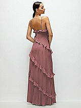 Rear View Thumbnail - Rosewood Asymmertical Ruffle Chiffon Bias Slip Maxi Dress