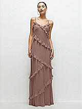 Front View Thumbnail - Sienna Asymmertical Ruffle Chiffon Bias Slip Maxi Dress