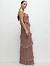 Side View Thumbnail - Sienna Asymmertical Ruffle Chiffon Bias Slip Maxi Dress