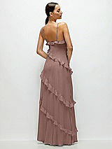 Rear View Thumbnail - Sienna Asymmertical Ruffle Chiffon Bias Slip Maxi Dress