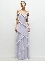 Front View Thumbnail - Silver Dove Asymmertical Ruffle Chiffon Bias Slip Maxi Dress