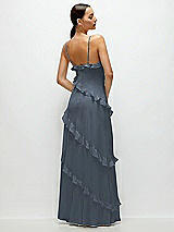 Rear View Thumbnail - Silverstone Asymmertical Ruffle Chiffon Bias Slip Maxi Dress