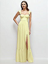 Front View Thumbnail - Butter Yellow Ruffle Strap Chiffon Bustier Maxi Dress with Ruffle Hem A-Line Skirt