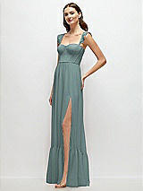 Side View Thumbnail - Icelandic Ruffle Strap Chiffon Bustier Maxi Dress with Ruffle Hem A-Line Skirt