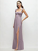 Side View Thumbnail - Lilac Dusk Ruffle Strap Chiffon Bustier Maxi Dress with Ruffle Hem A-Line Skirt