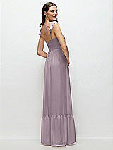 Rear View Thumbnail - Lilac Dusk Ruffle Strap Chiffon Bustier Maxi Dress with Ruffle Hem A-Line Skirt