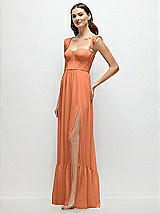 Side View Thumbnail - Sweet Melon Ruffle Strap Chiffon Bustier Maxi Dress with Ruffle Hem A-Line Skirt