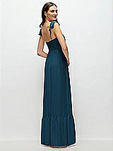 Rear View Thumbnail - Atlantic Blue Ruffle Strap Chiffon Bustier Maxi Dress with Ruffle Hem A-Line Skirt