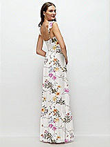 Rear View Thumbnail - Butterfly Botanica Ivory Ruffle Strap Chiffon Bustier Maxi Dress with Ruffle Hem A-Line Skirt