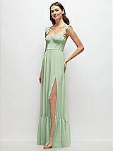 Side View Thumbnail - Celadon Ruffle Strap Chiffon Bustier Maxi Dress with Ruffle Hem A-Line Skirt