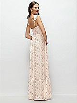 Rear View Thumbnail - Coquette Floral Print Ruffle Strap Chiffon Bustier Maxi Dress with Ruffle Hem A-Line Skirt