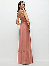 Rear View Thumbnail - Desert Rose Ruffle Strap Chiffon Bustier Maxi Dress with Ruffle Hem A-Line Skirt