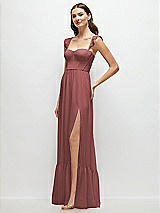 Side View Thumbnail - English Rose Ruffle Strap Chiffon Bustier Maxi Dress with Ruffle Hem A-Line Skirt