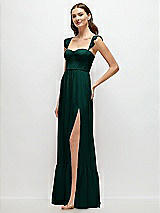 Side View Thumbnail - Evergreen Ruffle Strap Chiffon Bustier Maxi Dress with Ruffle Hem A-Line Skirt