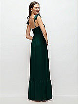 Rear View Thumbnail - Evergreen Ruffle Strap Chiffon Bustier Maxi Dress with Ruffle Hem A-Line Skirt