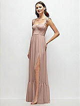 Side View Thumbnail - Neu Nude Ruffle Strap Chiffon Bustier Maxi Dress with Ruffle Hem A-Line Skirt