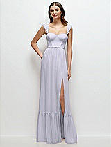 Front View Thumbnail - Silver Dove Ruffle Strap Chiffon Bustier Maxi Dress with Ruffle Hem A-Line Skirt