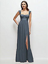 Front View Thumbnail - Silverstone Ruffle Strap Chiffon Bustier Maxi Dress with Ruffle Hem A-Line Skirt