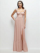 Front View Thumbnail - Toasted Sugar Ruffle Strap Chiffon Bustier Maxi Dress with Ruffle Hem A-Line Skirt