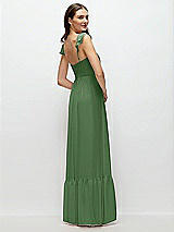 Rear View Thumbnail - Vineyard Green Ruffle Strap Chiffon Bustier Maxi Dress with Ruffle Hem A-Line Skirt