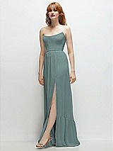 Side View Thumbnail - Icelandic Strapless Cat-Eye Corset Maxi Dress with Ruffle Hem A-Line Skirt