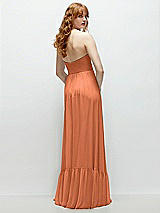 Rear View Thumbnail - Sweet Melon Strapless Cat-Eye Corset Maxi Dress with Ruffle Hem A-Line Skirt