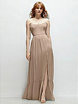 Front View Thumbnail - Topaz Strapless Cat-Eye Corset Maxi Dress with Ruffle Hem A-Line Skirt