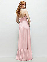 Rear View Thumbnail - Ballet Pink Strapless Cat-Eye Corset Maxi Dress with Ruffle Hem A-Line Skirt