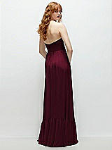 Rear View Thumbnail - Cabernet Strapless Cat-Eye Corset Maxi Dress with Ruffle Hem A-Line Skirt