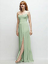 Side View Thumbnail - Celadon Strapless Cat-Eye Corset Maxi Dress with Ruffle Hem A-Line Skirt