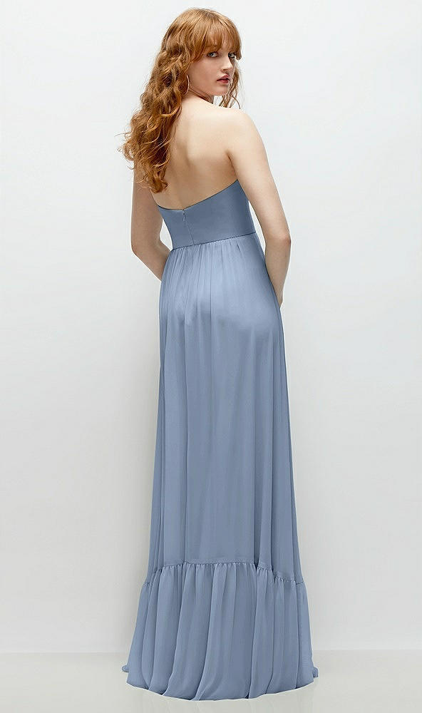 Back View - Cloudy Strapless Cat-Eye Corset Maxi Dress with Ruffle Hem A-Line Skirt