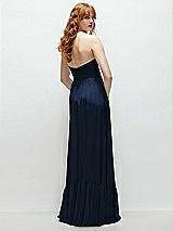 Rear View Thumbnail - Midnight Navy Strapless Cat-Eye Corset Maxi Dress with Ruffle Hem A-Line Skirt