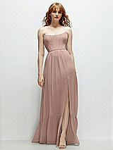 Front View Thumbnail - Neu Nude Strapless Cat-Eye Corset Maxi Dress with Ruffle Hem A-Line Skirt