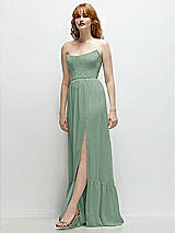 Side View Thumbnail - Seagrass Strapless Cat-Eye Corset Maxi Dress with Ruffle Hem A-Line Skirt