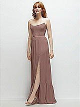 Side View Thumbnail - Sienna Strapless Cat-Eye Corset Maxi Dress with Ruffle Hem A-Line Skirt