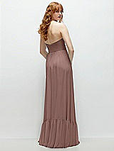 Rear View Thumbnail - Sienna Strapless Cat-Eye Corset Maxi Dress with Ruffle Hem A-Line Skirt